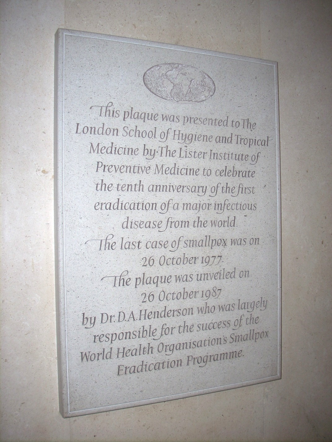 Smallpox eradication memorial tablet, London School of Hygiene and Tropical Medicine  (37) (1).JPG